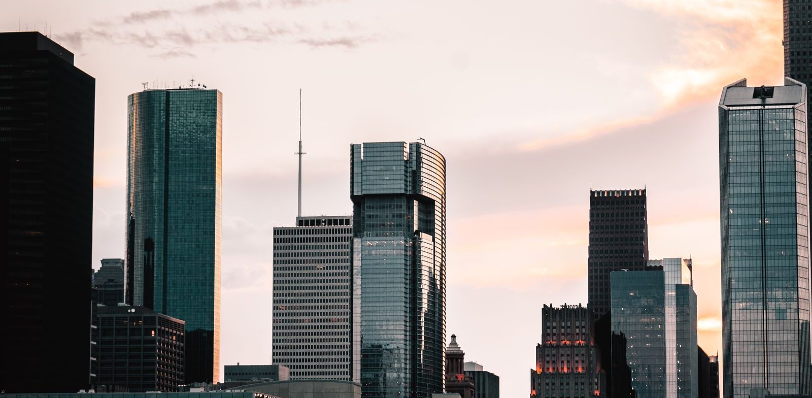 Downtown Houston skyline at dusk